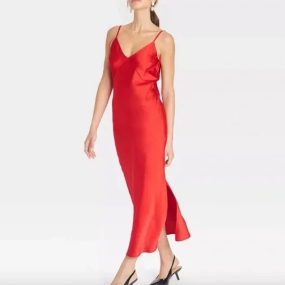 NWOT a new day Red Maxi Slip Dress